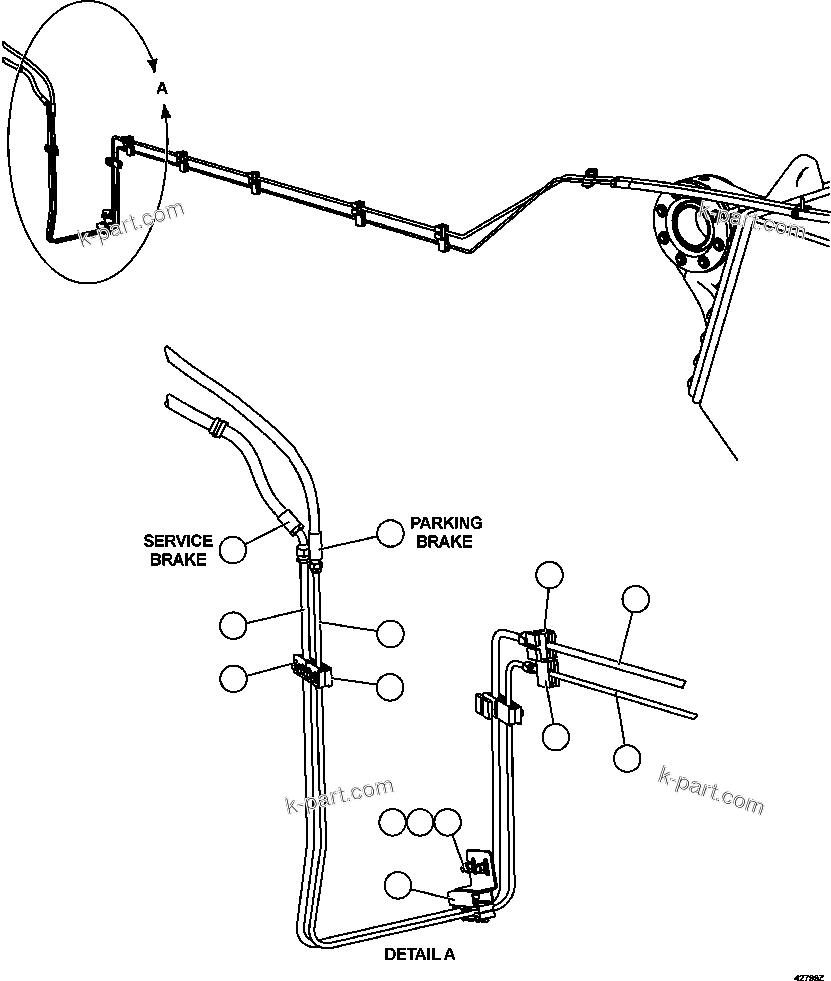 Komatsu parts book diagram for AFE57-GV 830E-1AC S/N A40890 & A40900  TECK CMO: REAR BRAKE PIPING   1/3