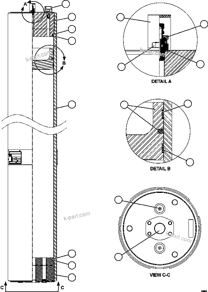 Komatsu parts book diagram for AFE57-GV 830E-1AC S/N A40890 & A40900  TECK CMO: PISTON ACCUMULATOR   PC2574