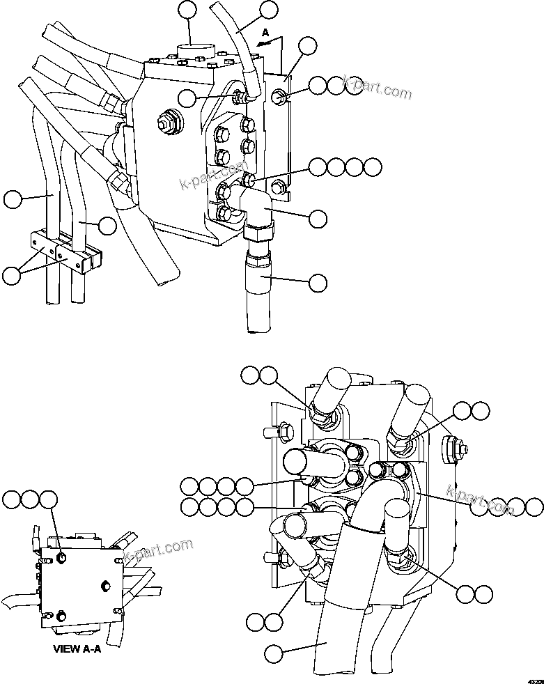 Komatsu parts book diagram for AFE57-GV 830E-1AC S/N A40890 & A40900  TECK CMO: FLOW AMPLIFIER PIPING