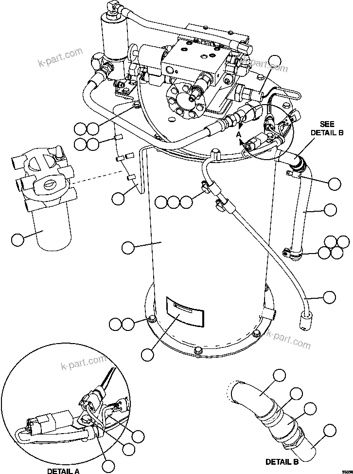 Komatsu parts book diagram for AFE57-GV 830E-1AC S/N A40890 & A40900  TECK CMO: AUTOMATIC LUBRICATION - PUMP INSTALLATION