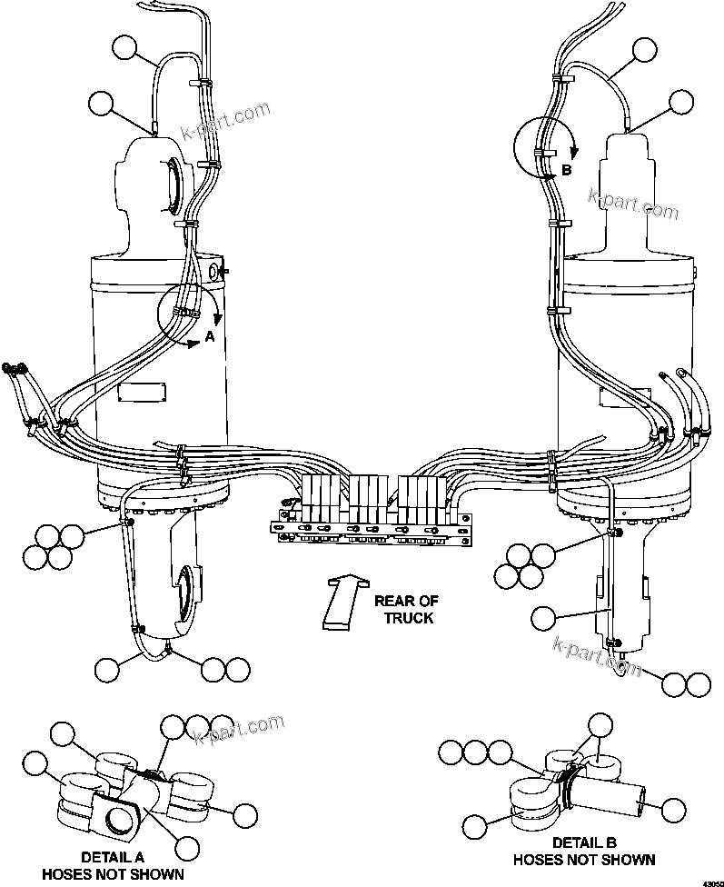 Komatsu parts book diagram for AFE57-GV 830E-1AC S/N A40890 & A40900  TECK CMO: AUTOMATIC LUBRICATION - REAR SUSPENSIONS