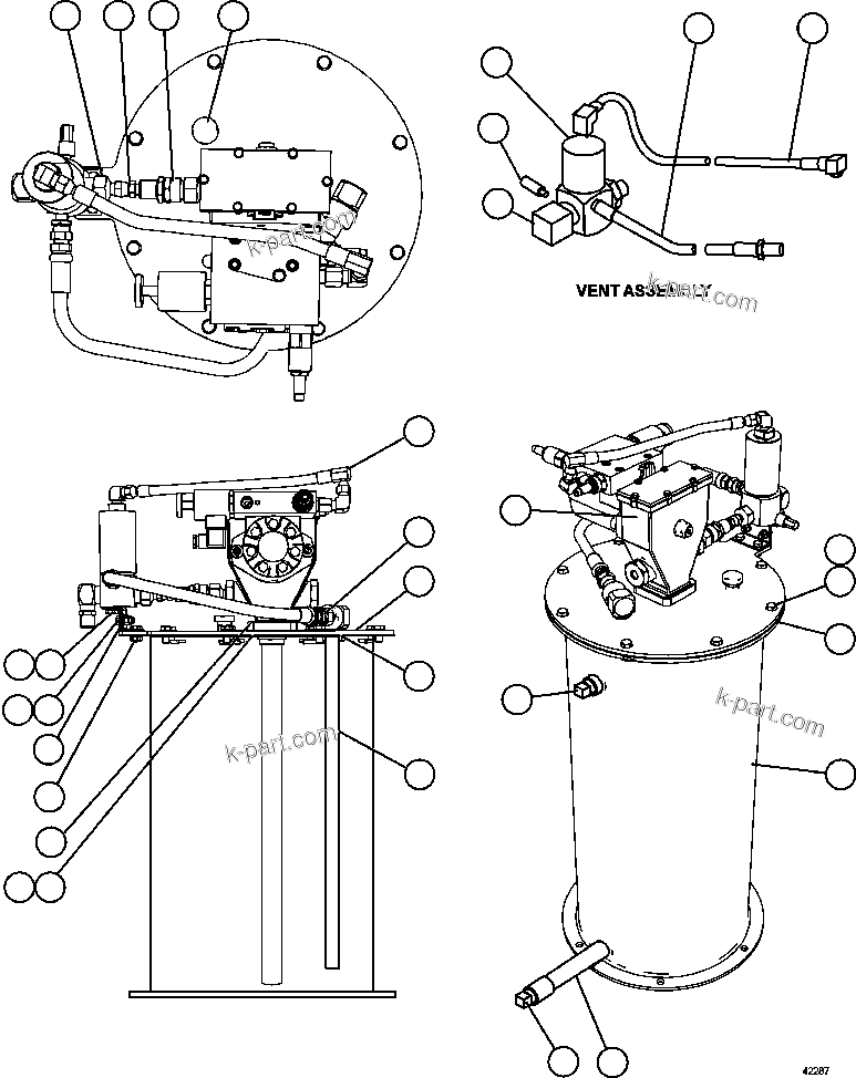 Komatsu parts book diagram for AFE57-GV 830E-1AC S/N A40890 & A40900  TECK CMO: LUBE PUMP/CONTAINER ASSEMBLY        PC2373