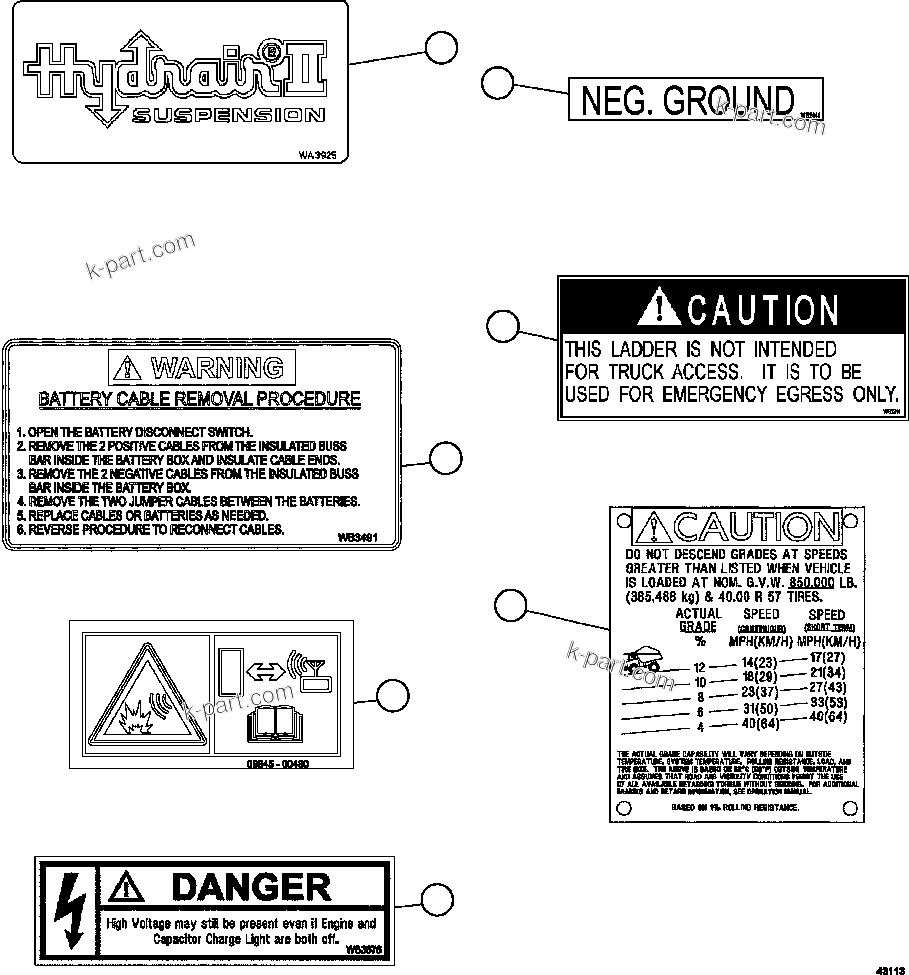 Komatsu parts book diagram for AFE57-HM 830E-1AC S/N A40953  UNITED TACONITE: DECALS & WARNINGS    4/5