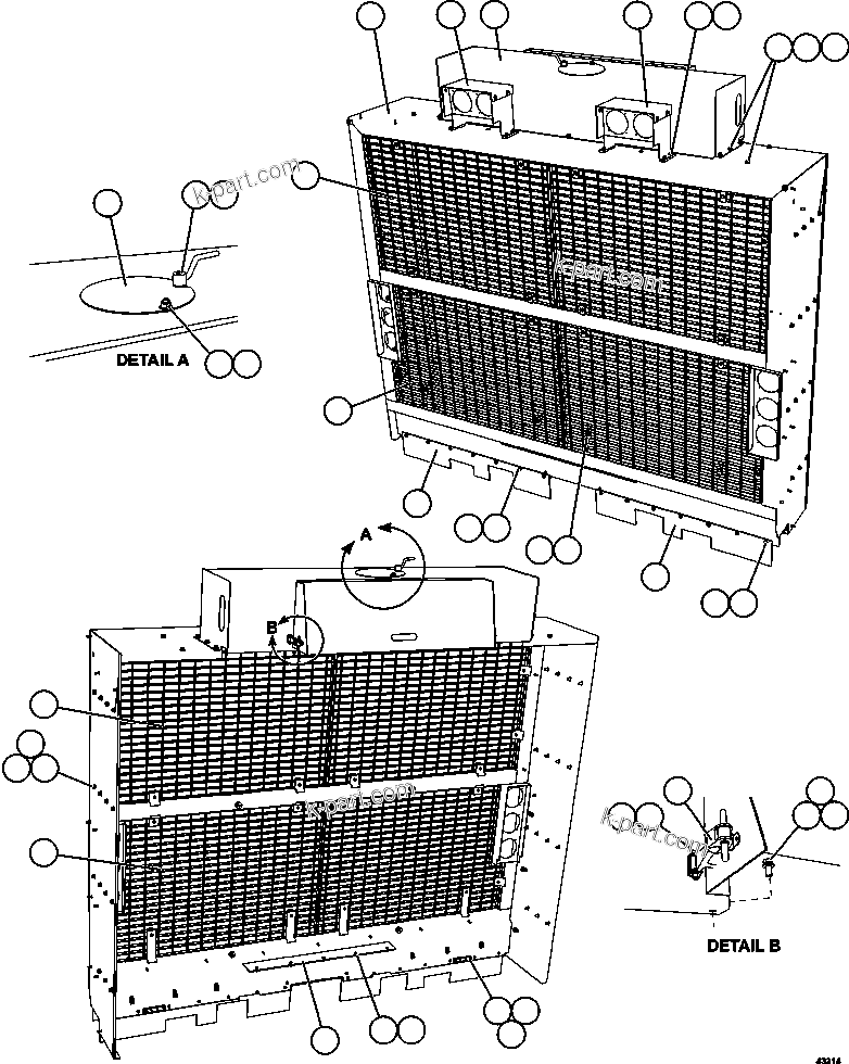 Komatsu parts book diagram for AFE57-HM 830E-1AC S/N A40953  UNITED TACONITE: GRILLE INSTALLATION