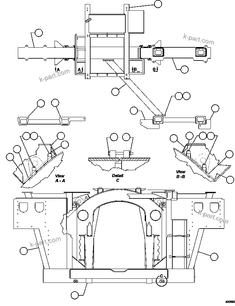 Komatsu parts book diagram for AFE57-HM 830E-1AC S/N A40953  UNITED TACONITE: FRAME & UPRIGHTS