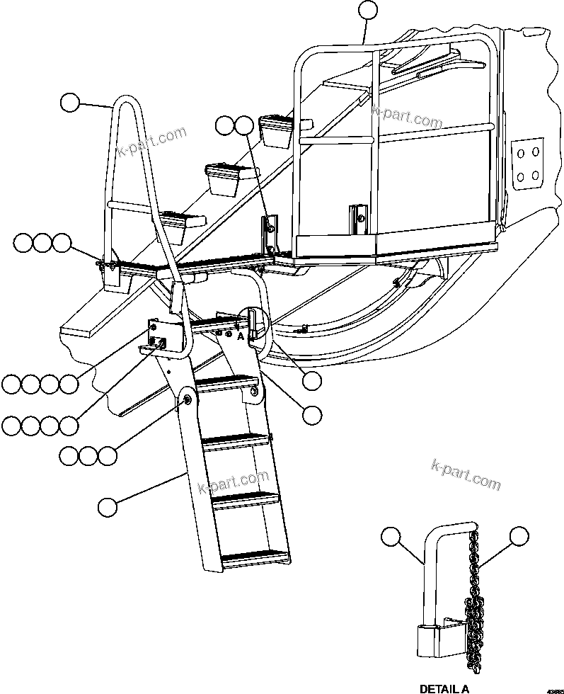 Komatsu parts book diagram for AFE57-HM 830E-1AC S/N A40953  UNITED TACONITE: ENGINE ACCESS LADDERS & PLATFORMS