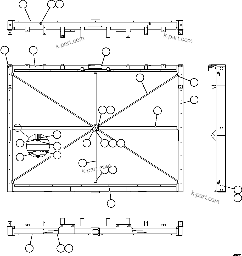 Komatsu parts book diagram for AFE57-HM 830E-1AC S/N A40953  UNITED TACONITE: JACKETWATER RADIATOR     XA5341