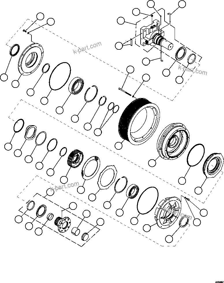 Komatsu parts book diagram for AFE57-HM 830E-1AC S/N A40953  UNITED TACONITE: FAN CLUTCH ASSEMBLY            XA4485