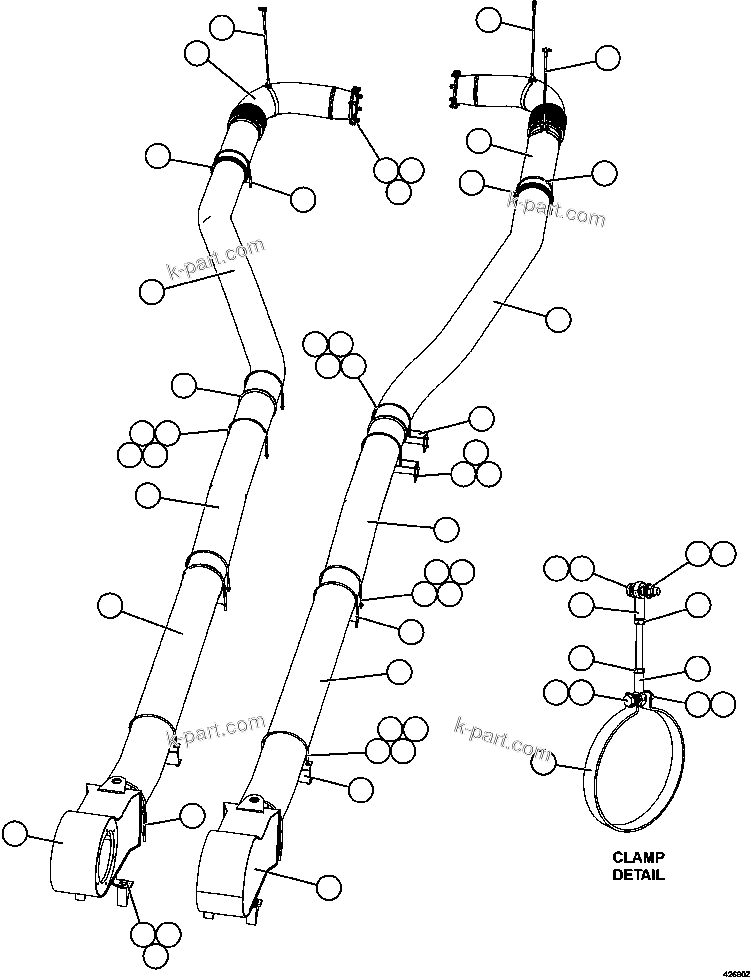 Komatsu parts book diagram for AFE57-HM 830E-1AC S/N A40953  UNITED TACONITE: HEATED BODY EXHAUST  1/2