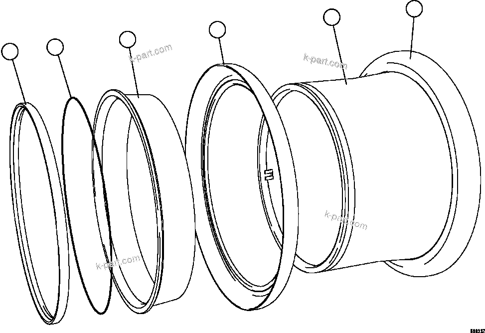 Komatsu parts book diagram for AFE57-HM 830E-1AC S/N A40953  UNITED TACONITE: RIM ASSEMBLY
