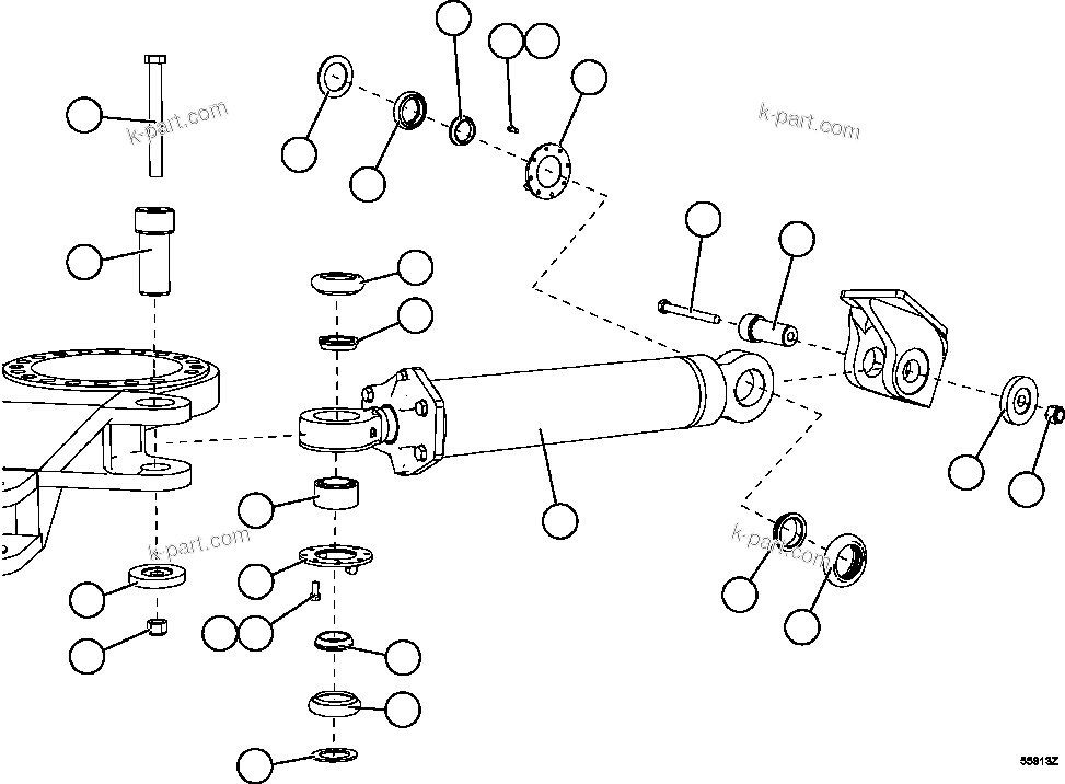Komatsu parts book diagram for AFE57-HM 830E-1AC S/N A40953  UNITED TACONITE: STEERING CYLINDER INSTALLATION