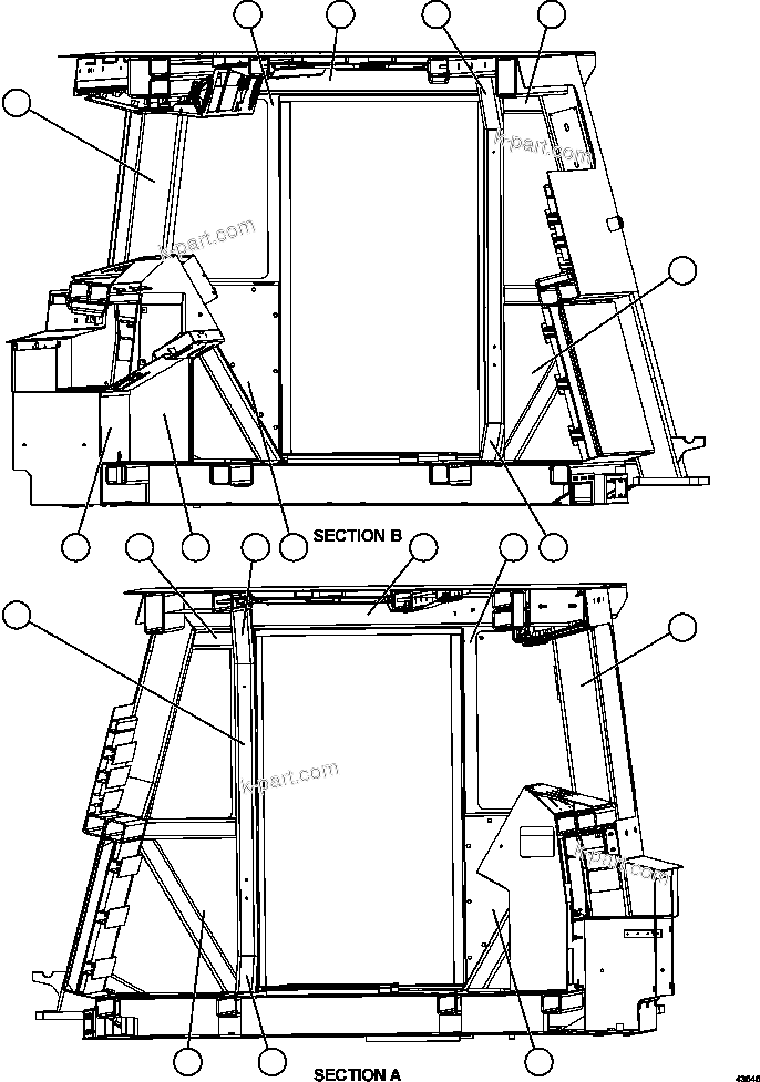 Komatsu parts book diagram for AFE57-HM 830E-1AC S/N A40953  UNITED TACONITE: CAB CARPET   2/2