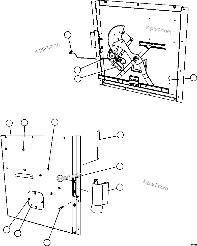 Komatsu parts book diagram for AFE57-HM 830E-1AC S/N A40953  UNITED TACONITE: INNER DOOR PANEL - RH     58E-54-10110