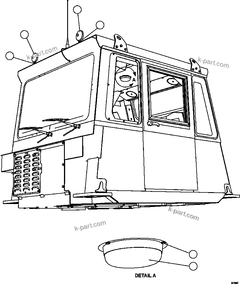 Komatsu parts book diagram for AFE57-HM 830E-1AC S/N A40953  UNITED TACONITE: CAB LIGHTS