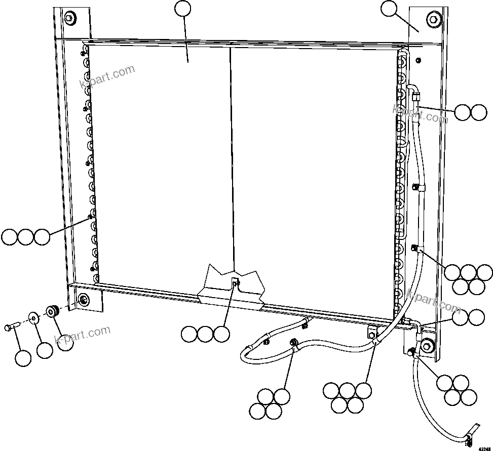 Komatsu parts book diagram for AFE57-HM 830E-1AC S/N A40953  UNITED TACONITE: AIR CONDITIONING - CONDENSER INSTALLATION