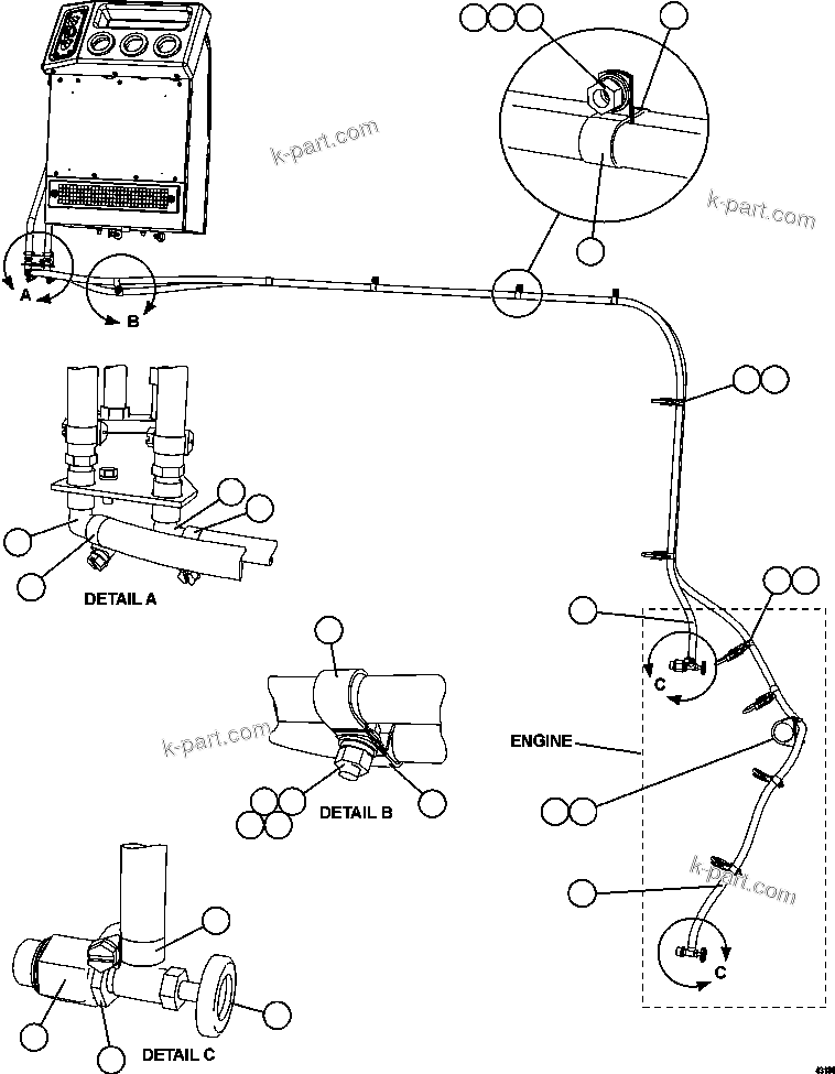 Komatsu parts book diagram for AFE57-HM 830E-1AC S/N A40953  UNITED TACONITE: HEATER PIPING