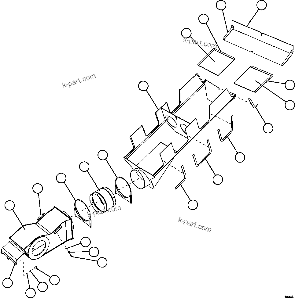 Komatsu parts book diagram for AFE57-HM 830E-1AC S/N A40953  UNITED TACONITE: BODY HEAT PAN INSTALLATION
