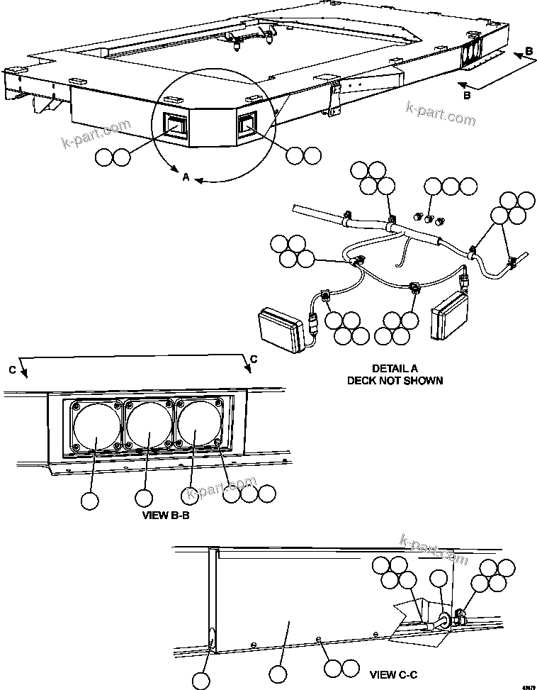 Komatsu parts book diagram for AFE57-HM 830E-1AC S/N A40953  UNITED TACONITE: LH DECK LIGHTS
