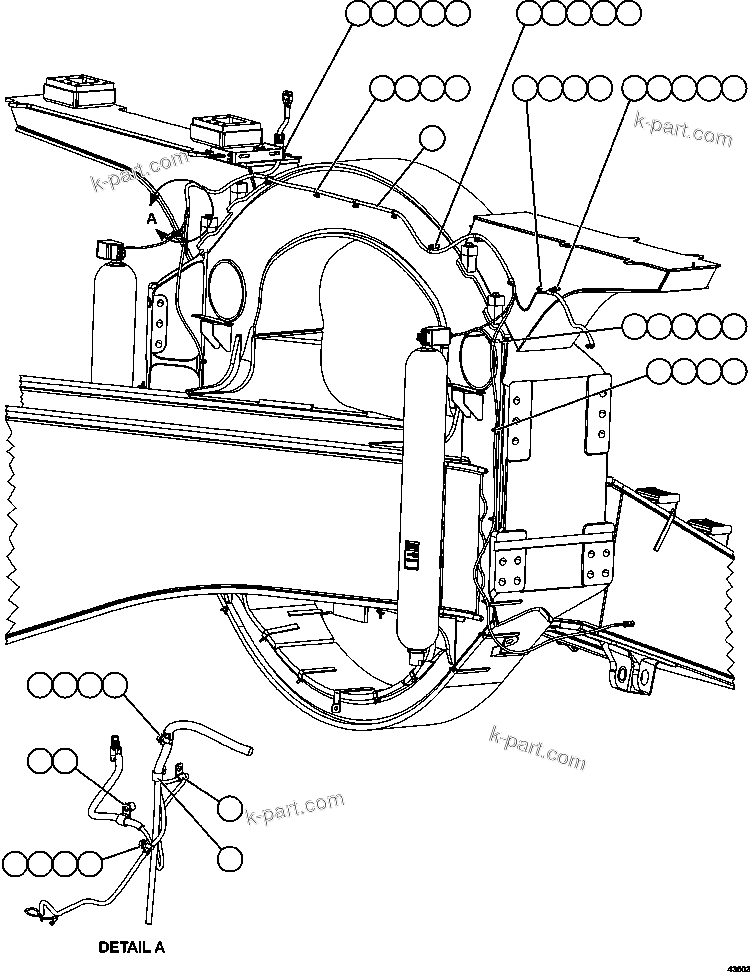 Komatsu parts book diagram for AFE57-HM 830E-1AC S/N A40953  UNITED TACONITE: FRONT FRAME RAIL WIRING