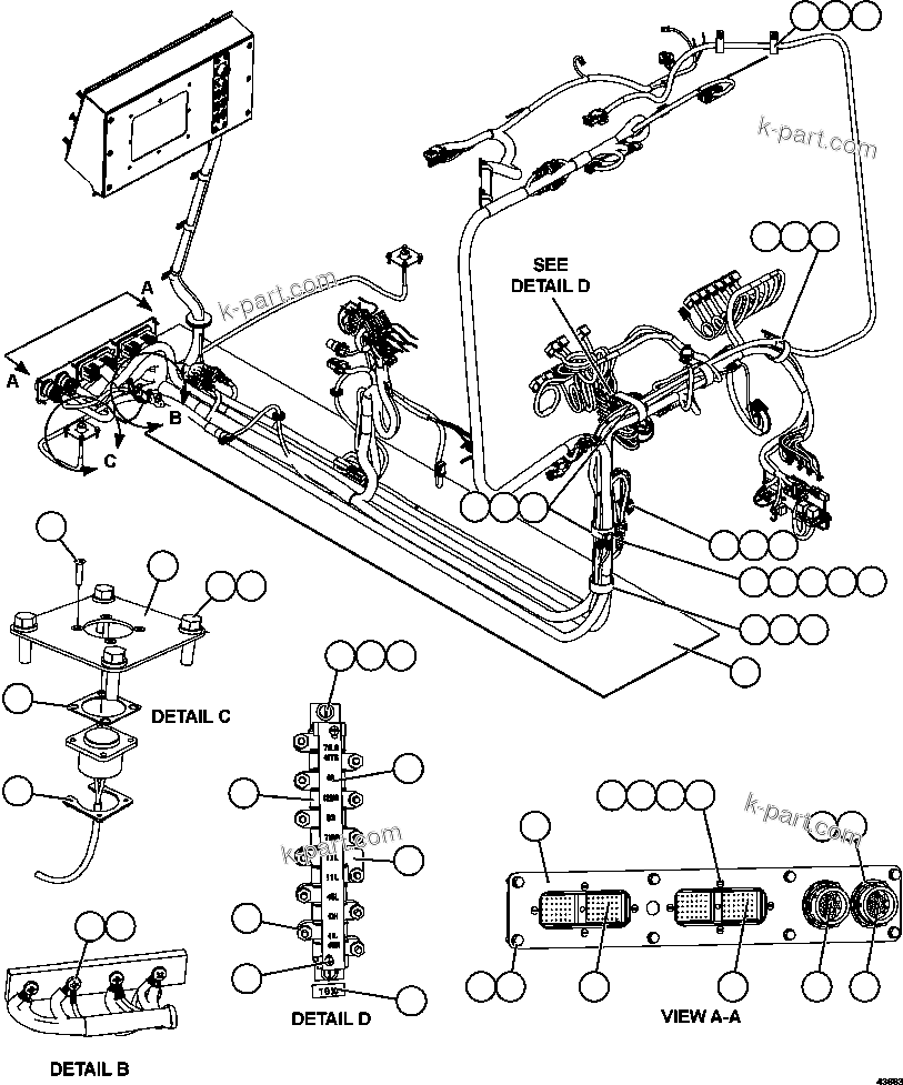 Komatsu parts book diagram for AFE57-HM 830E-1AC S/N A40953  UNITED TACONITE: CAB WIRING