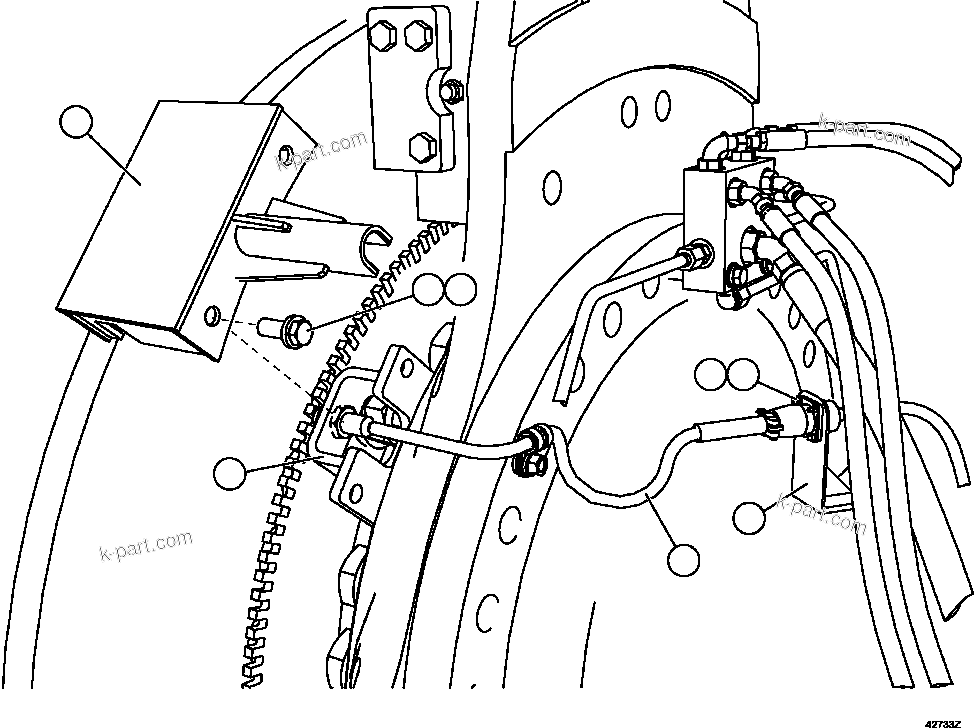 Komatsu parts book diagram for AFE57-HM 830E-1AC S/N A40953  UNITED TACONITE: FRONT WHEEL SPEED SENSOR INSTALLATION