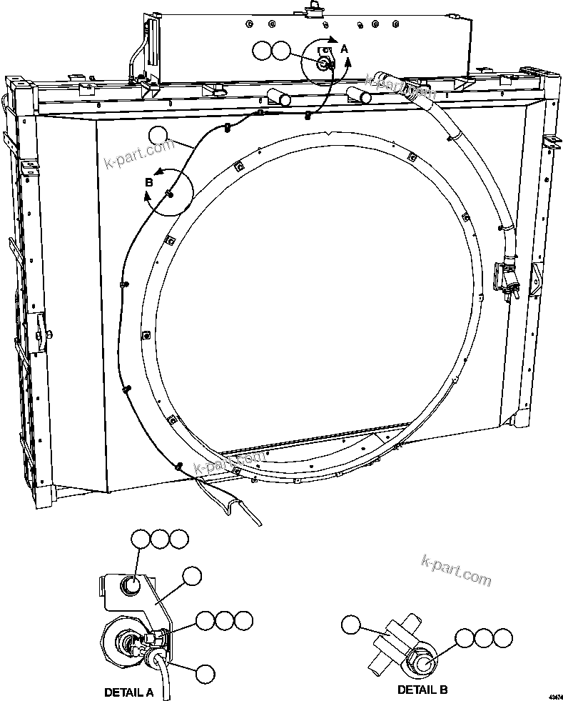 Komatsu parts book diagram for AFE57-HM 830E-1AC S/N A40953  UNITED TACONITE: COOLING SYSTEM WIRING