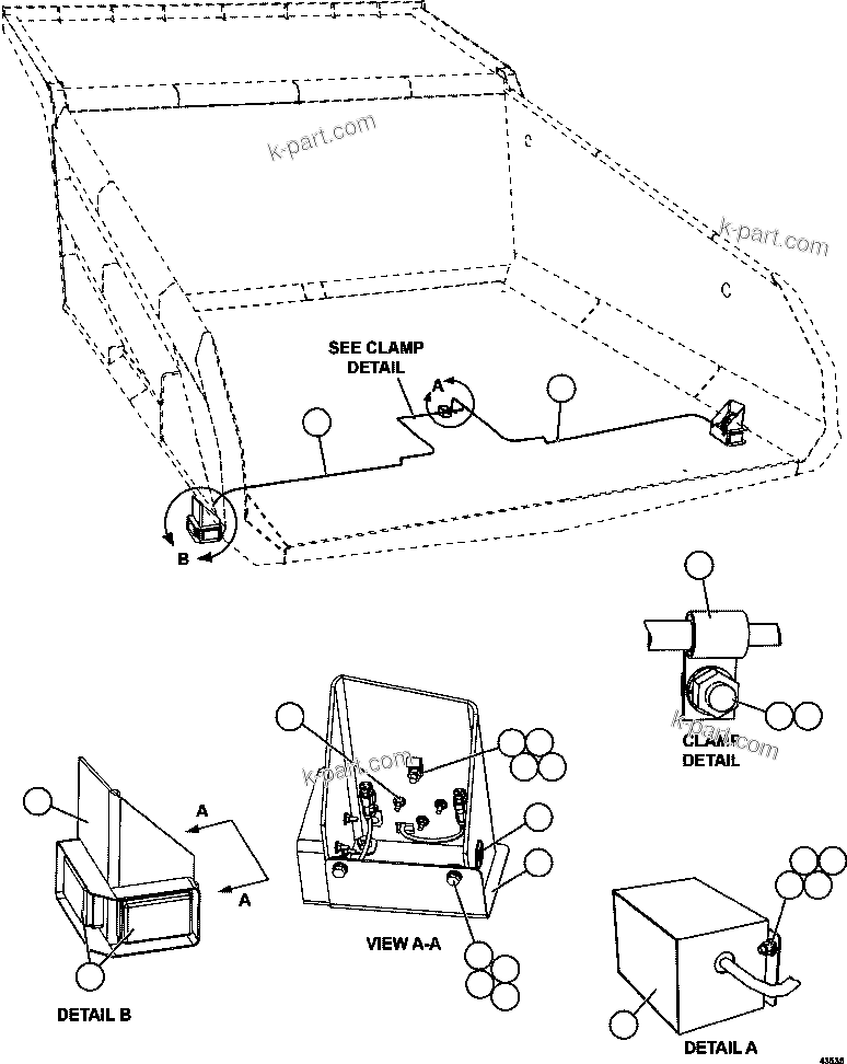 Komatsu parts book diagram for AFE57-HM 830E-1AC S/N A40953  UNITED TACONITE: REAR TURN & CLEARANCE LIGHTS