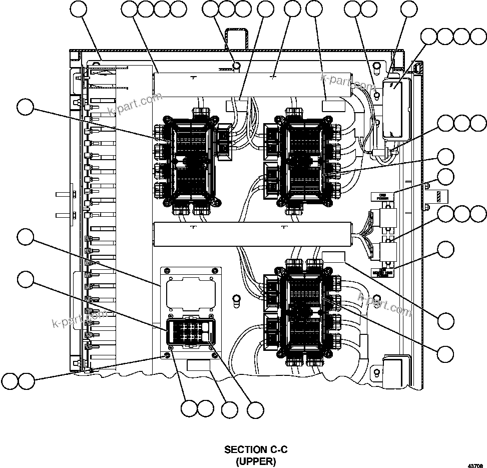 Komatsu parts book diagram for AFE57-HM 830E-1AC S/N A40953  UNITED TACONITE: AUXILIARY CONTROL CABINET COMPONENTS - RH WALL 1/2