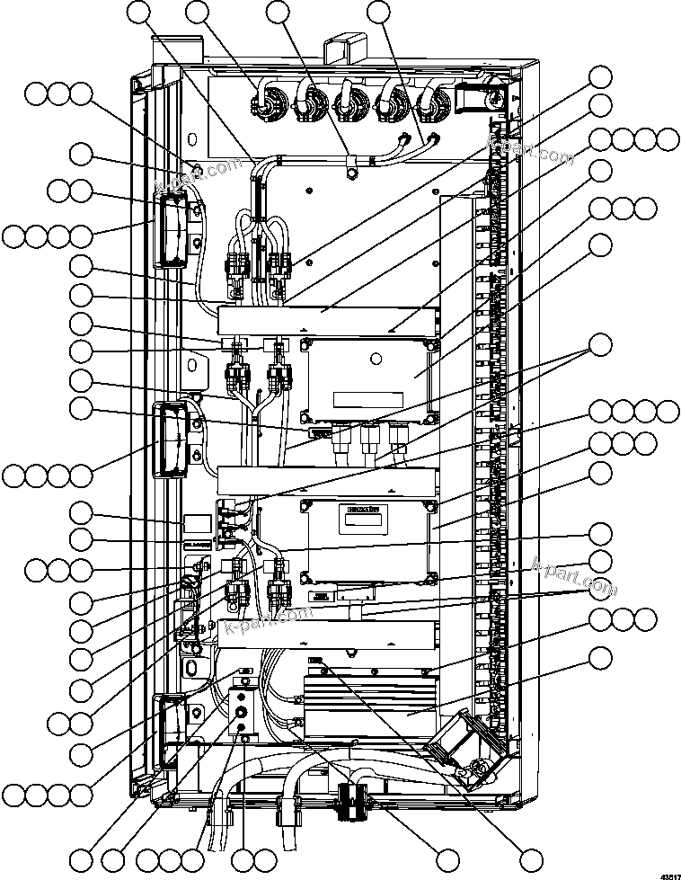Komatsu parts book diagram for AFE57-HM 830E-1AC S/N A40953  UNITED TACONITE: AUXILIARY CONTROL CABINET COMPONENTS - LH WALL