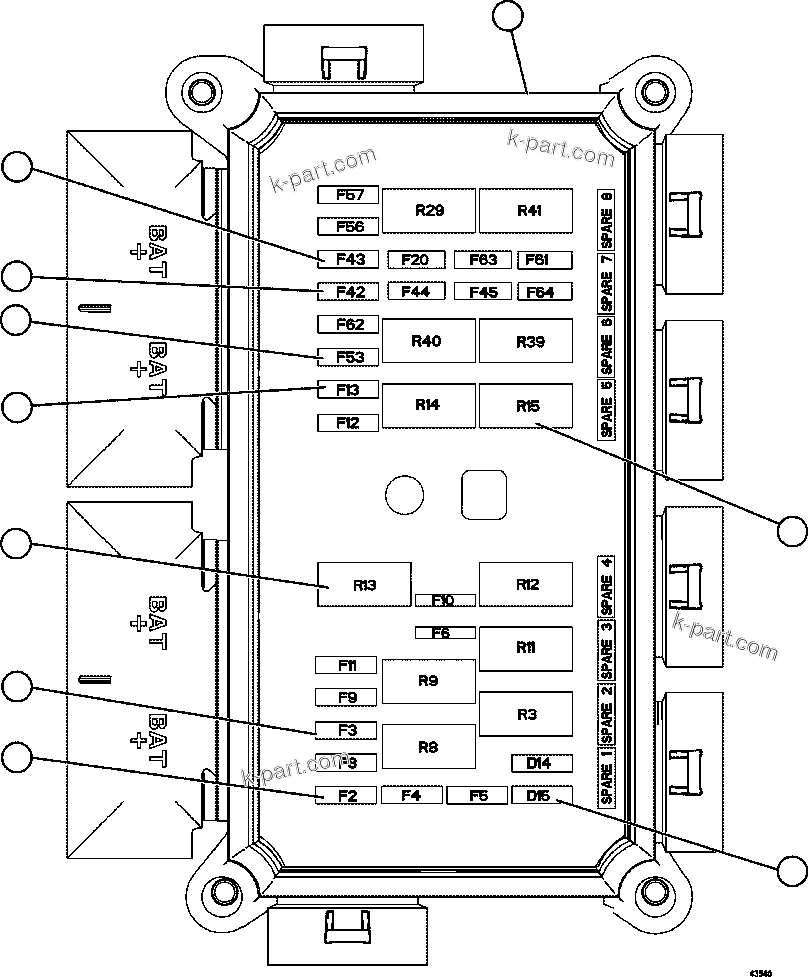 Komatsu parts book diagram for AFE57-HM 830E-1AC S/N A40953  UNITED TACONITE: VEHICLE ELECTRICAL CENTER VEC-89   58E-06-20040