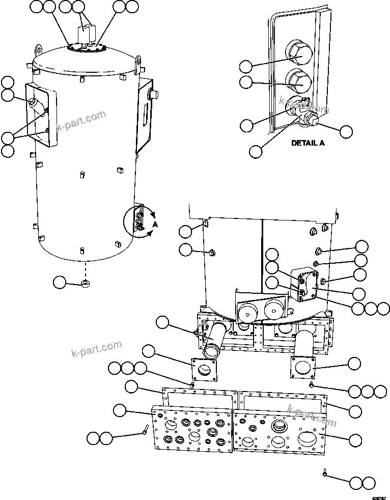 Komatsu parts book diagram for AFE57-HM 830E-1AC S/N A40953  UNITED TACONITE: HYDRAULIC TANK ASSEMBLY