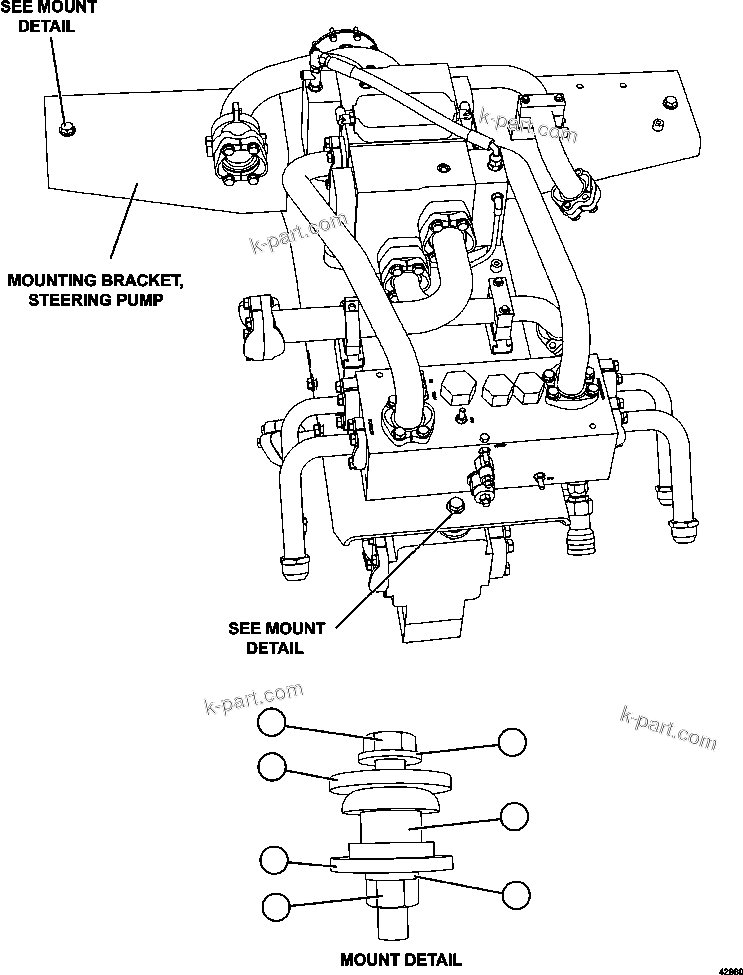Komatsu parts book diagram for AFE57-HM 830E-1AC S/N A40953  UNITED TACONITE: PUMP MODULE INSTALLATION