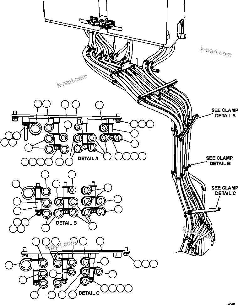 Komatsu parts book diagram for AFE57-HM 830E-1AC S/N A40953  UNITED TACONITE: BRAKE PIPING   3/4