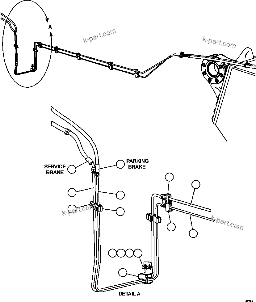 Komatsu parts book diagram for AFE57-HM 830E-1AC S/N A40953  UNITED TACONITE: REAR BRAKE PIPING   1/3