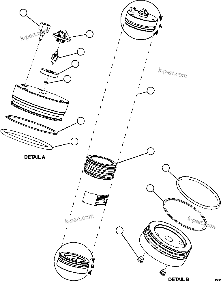 Komatsu parts book diagram for AFE57-HM 830E-1AC S/N A40953  UNITED TACONITE: PISTON ACCUMULATOR    58E-60-10090