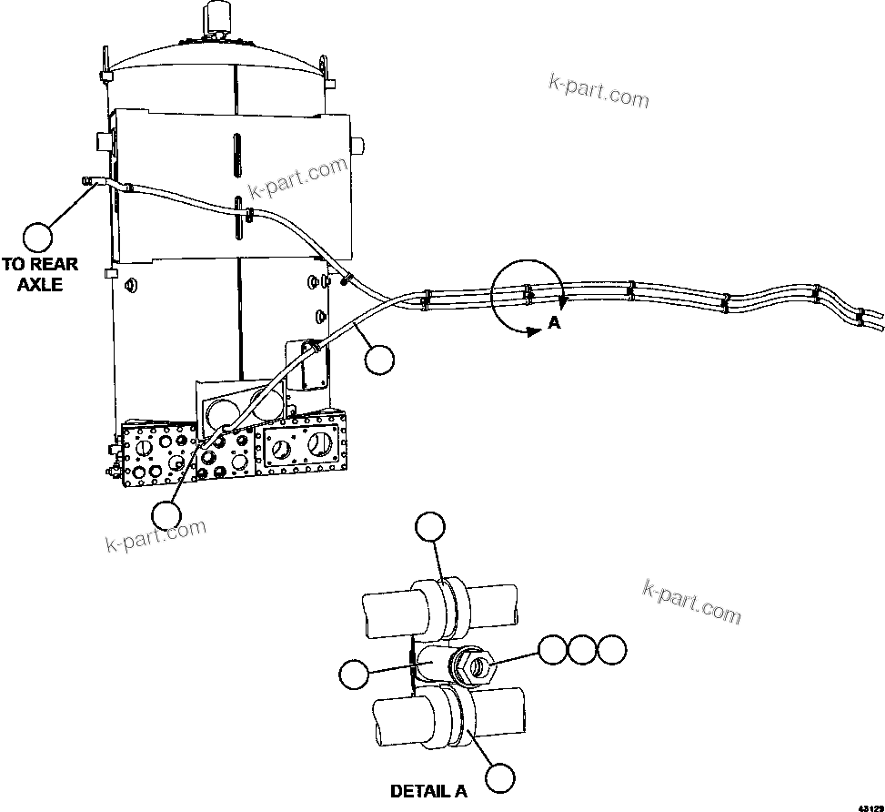 Komatsu parts book diagram for AFE57-HM 830E-1AC S/N A40953  UNITED TACONITE: AUTOMATIC LUBRICATION - LH FRAME RAIL PIPING   2/2