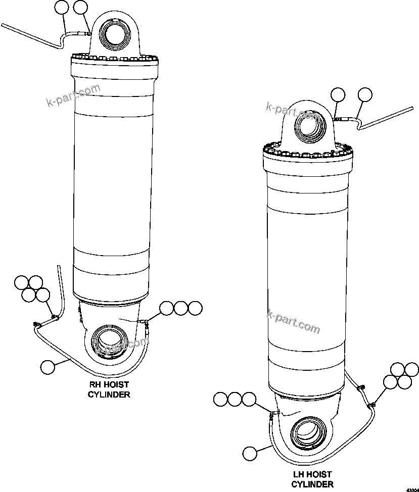 Komatsu parts book diagram for AFE57-HM 830E-1AC S/N A40953  UNITED TACONITE: AUTOMATIC LUBRICATION - HOIST CYLINDERS