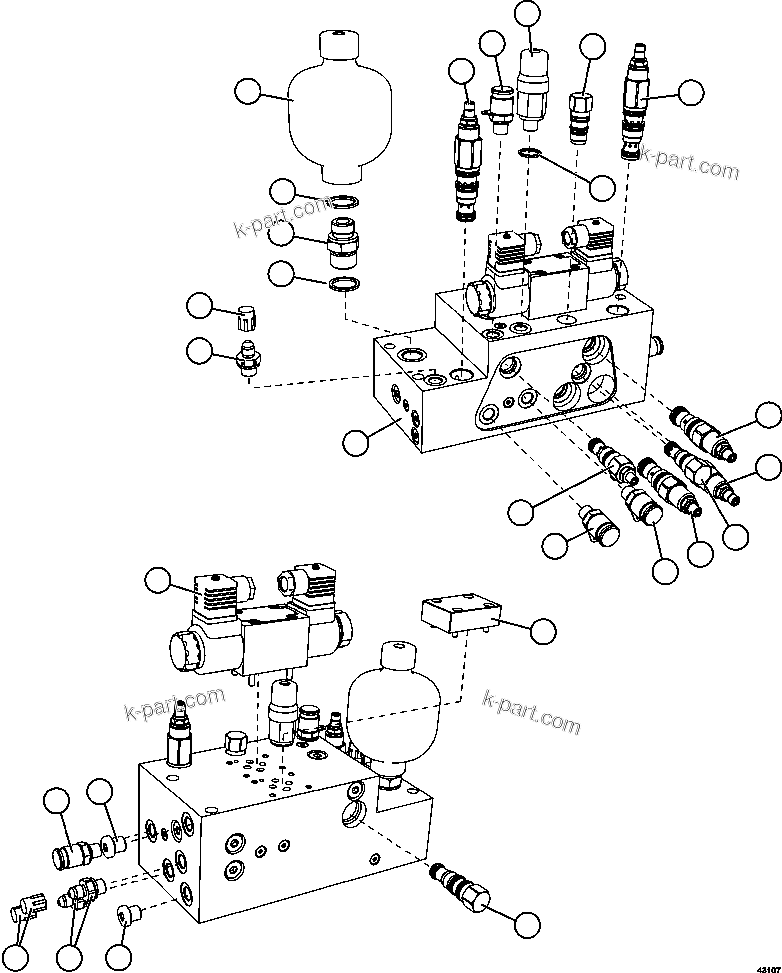 Komatsu parts book diagram for AFE57-HM 830E-1AC S/N A40953  UNITED TACONITE: MANIFOLD ASSEMBLY    XA5222