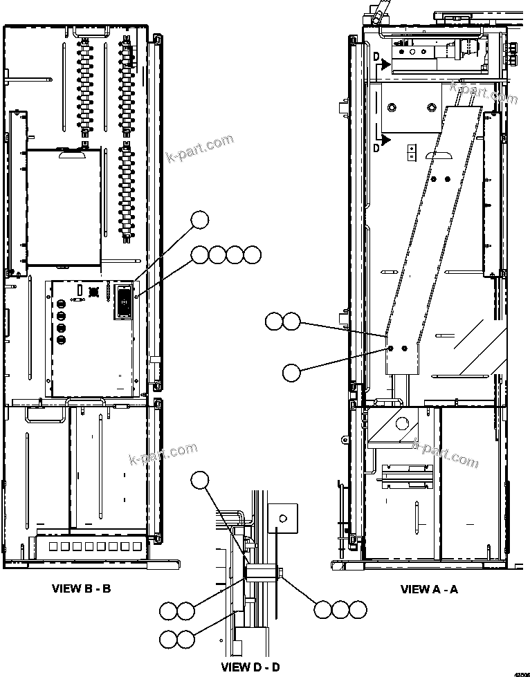 Komatsu parts book diagram for AFE57-HM 830E-1AC S/N A40953  UNITED TACONITE: CTRL CABINET - LEFT COMPARTMENT  2/2  58E-43-00021