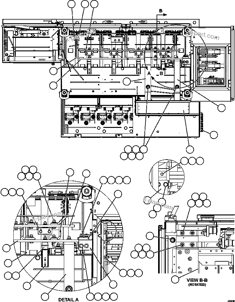 Komatsu parts book diagram for AFE57-HM 830E-1AC S/N A40953  UNITED TACONITE: CONTROL CABINET - TOP VIEW      58E-43-00021