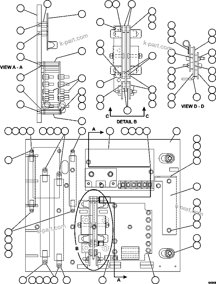 Komatsu parts book diagram for AFE57-HM 830E-1AC S/N A40953  UNITED TACONITE: AFSE PANEL COVER ASSEMBLY   1/2   58B-43-00480