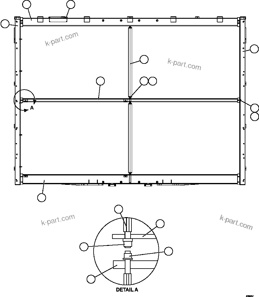Komatsu parts book diagram for AFE57-HT 830E-1AC S/N A40966, A40987 & A40990 - A40992  SEVERSTAL: AFTER COOLER RADIATOR    XA5354