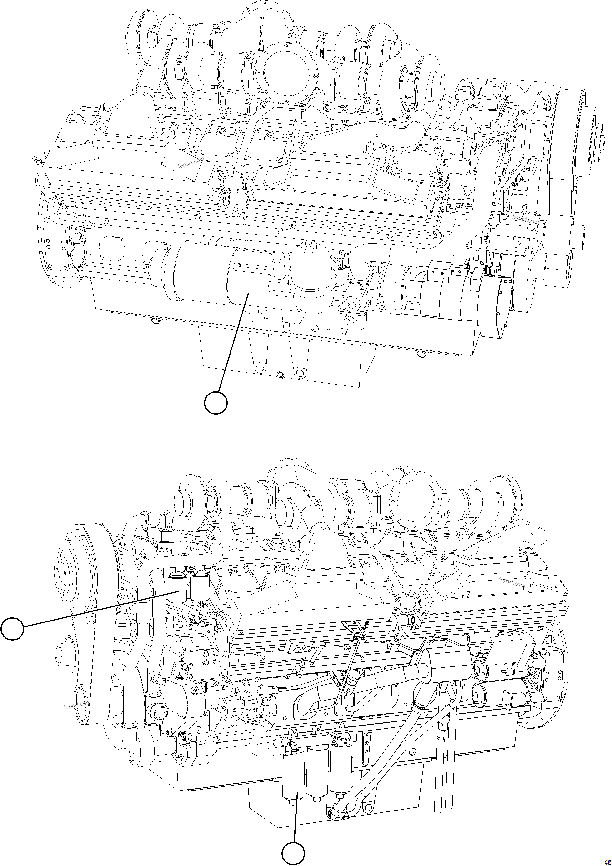 Komatsu parts book diagram for AFE57-HT 830E-1AC S/N A40966, A40987 & A40990 - A40992  SEVERSTAL: ENGINE FILTERS