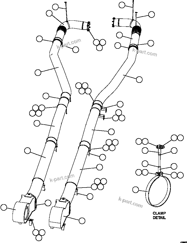 Komatsu parts book diagram for AFE57-HT 830E-1AC S/N A40966, A40987 & A40990 - A40992  SEVERSTAL: HEATED BODY EXHAUST  1/2