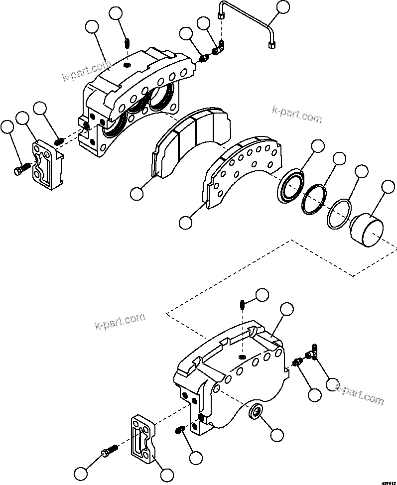 Komatsu parts book diagram for AFE57-HT 830E-1AC S/N A40966, A40987 & A40990 - A40992  SEVERSTAL: FRONT DISC BRAKE ASSEMBLY   PB7362