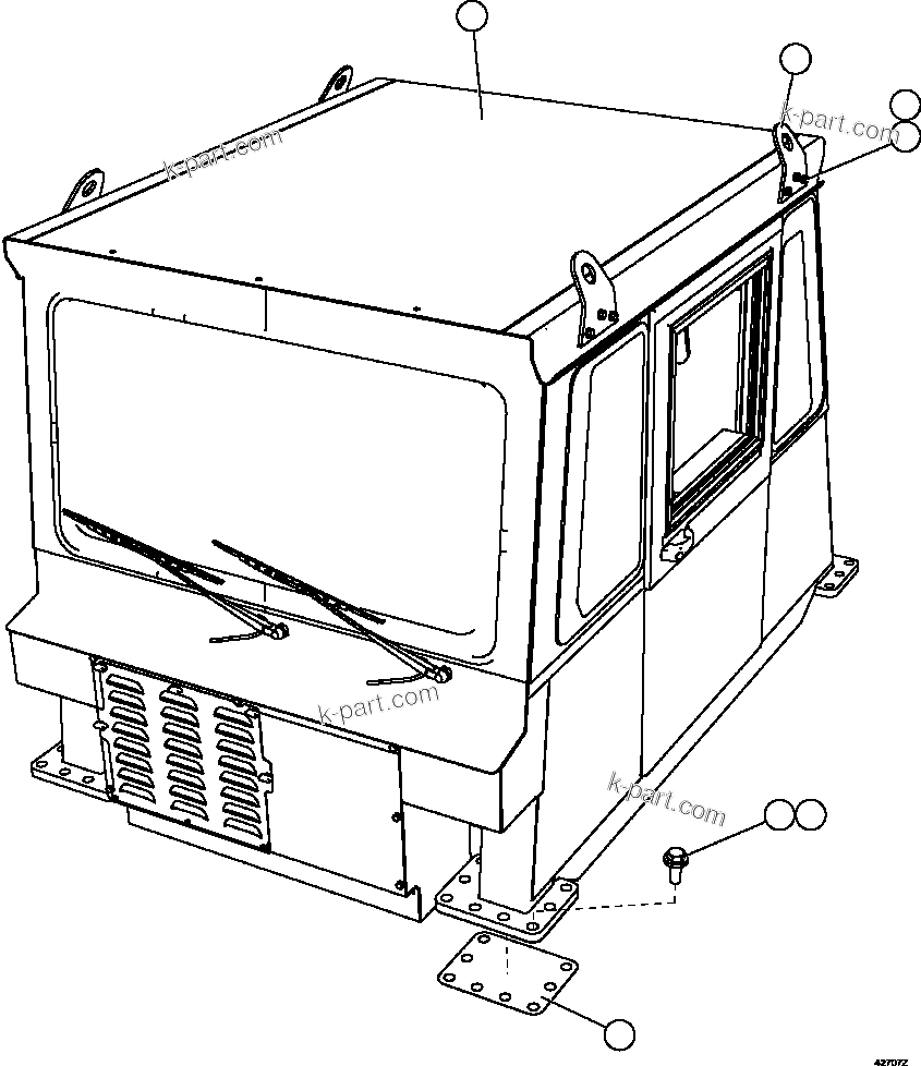 Komatsu parts book diagram for AFE57-HT 830E-1AC S/N A40966, A40987 & A40990 - A40992  SEVERSTAL: CAB INSTALLATION