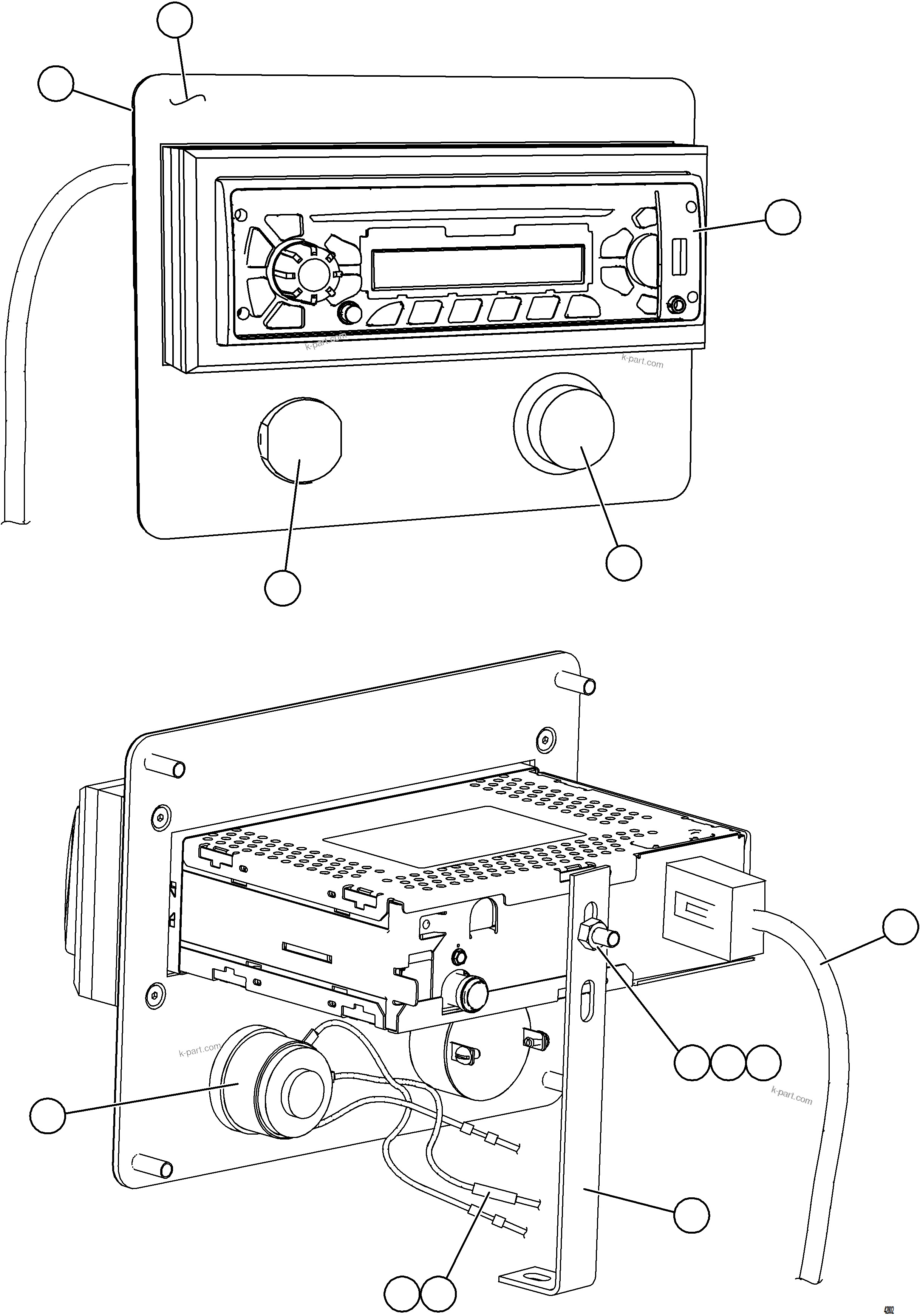 Komatsu parts book diagram for AFE57-HT 830E-1AC S/N A40966, A40987 & A40990 - A40992  SEVERSTAL: RADIO MODULE