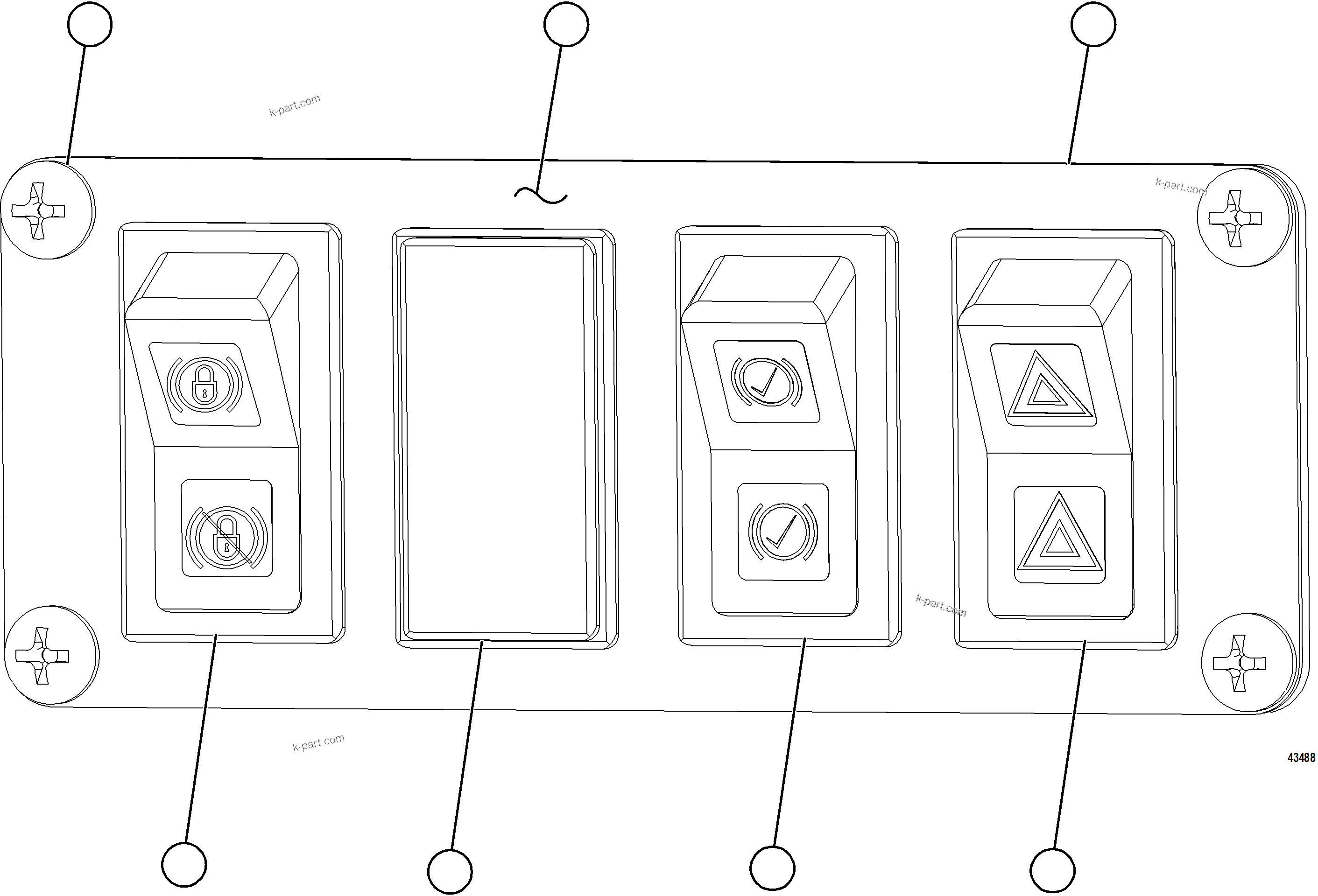 Komatsu parts book diagram for AFE57-HT 830E-1AC S/N A40966, A40987 & A40990 - A40992  SEVERSTAL: UPPER RH DASH MODULE