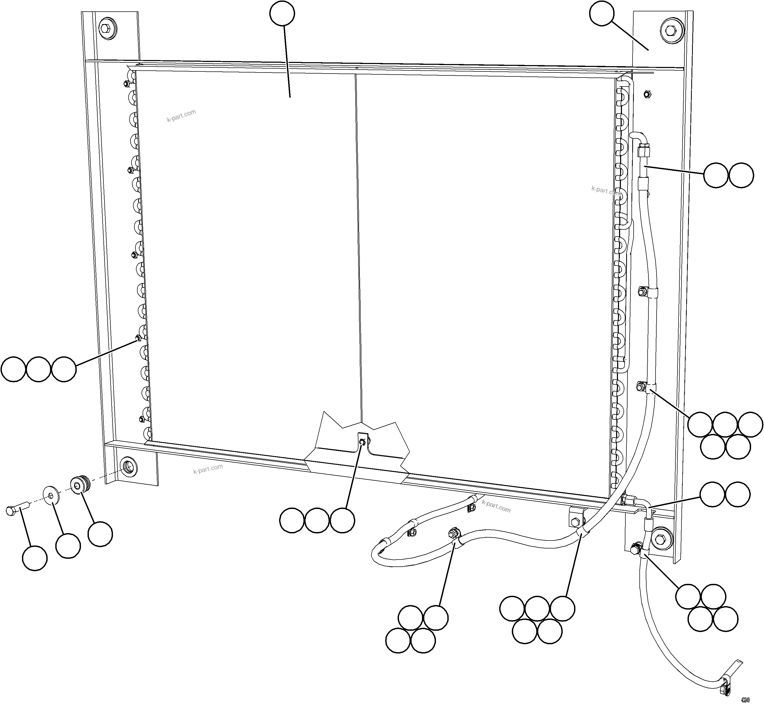 Komatsu parts book diagram for AFE57-HT 830E-1AC S/N A40966, A40987 & A40990 - A40992  SEVERSTAL: AIR CONDITIONING - CONDENSER INSTALLATION