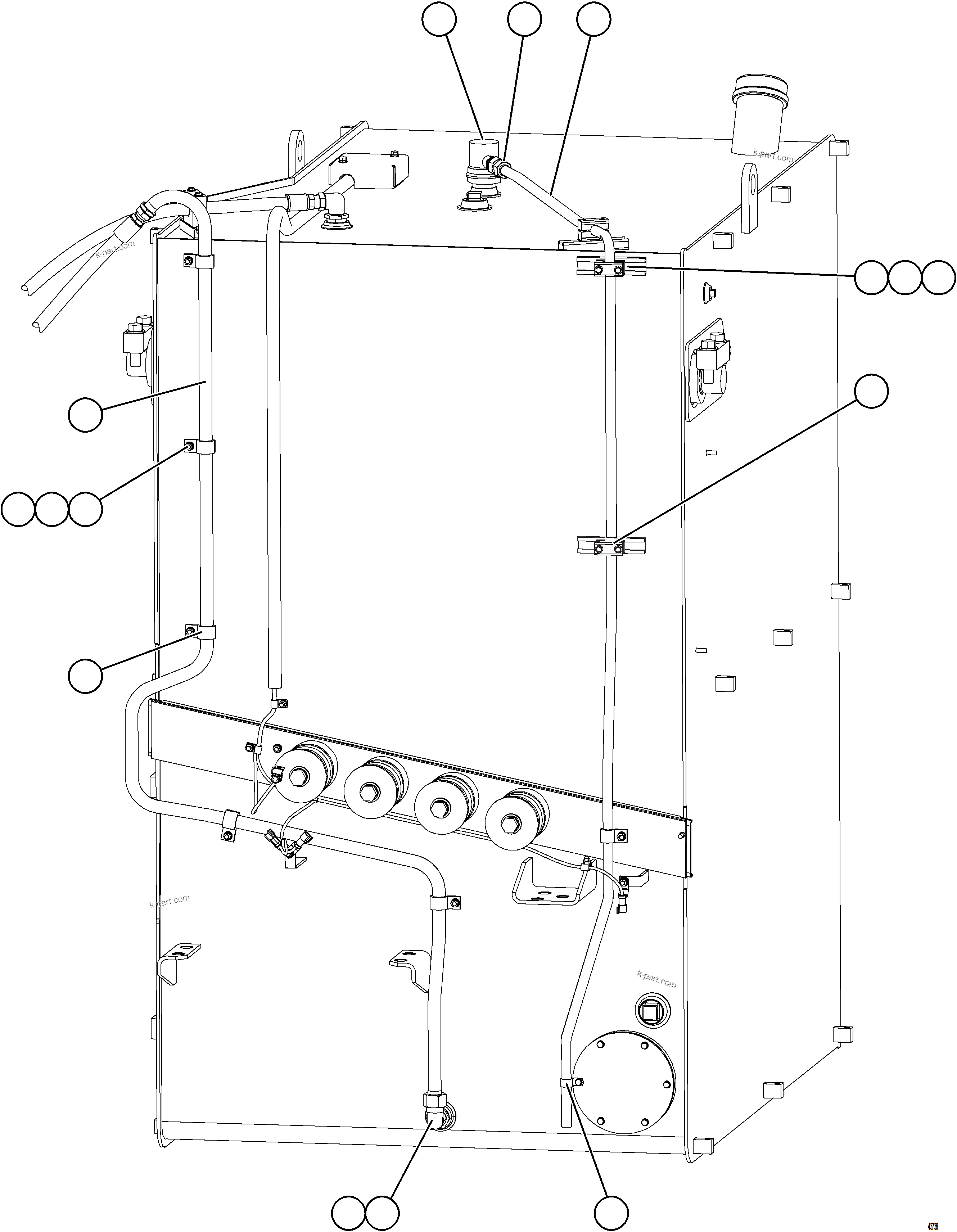 Komatsu parts book diagram for AFE57-HT 830E-1AC S/N A40966, A40987 & A40990 - A40992  SEVERSTAL: FUEL SYSTEM PIPING   2/3  (S/N A40987, A40990-92)